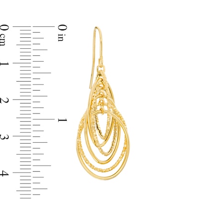 Diamond-Cut Layered Circles Drop Earrings in 14K Gold