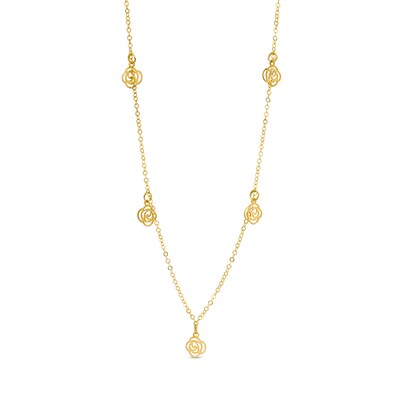 Rose Cut-Out Station Necklace in 14K Gold