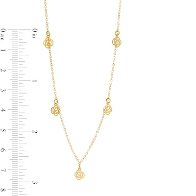 Rose Cut-Out Station Necklace in 14K Gold