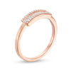 Thumbnail Image 2 of 0.16 CT. T.W. Baguette and Round Diamond Sideways Rectangular Frame Ring in 10K Rose Gold