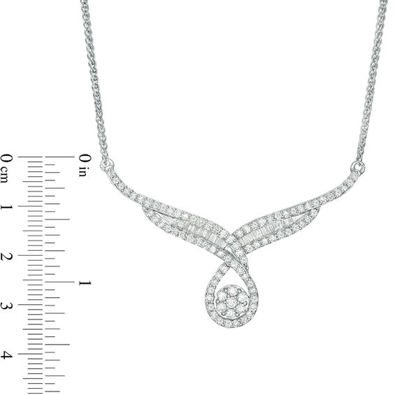 2.00 CT. T.W. Composite Diamond Teardrop Bypass Necklace in 10K White Gold