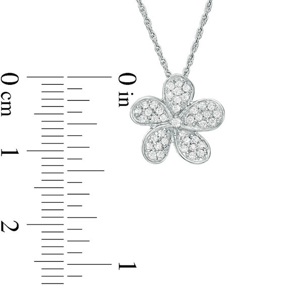 0.20 CT. T.W. Diamond Flower Pendant in 10K White Gold