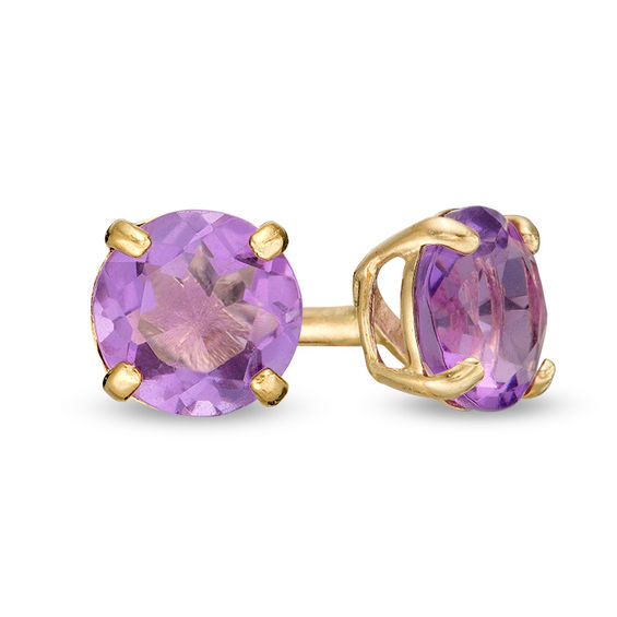 Amethyst stud store earrings yellow gold