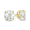 Thumbnail Image 0 of 4.0mm Aquamarine Solitaire Stud Earrings in 14K Gold