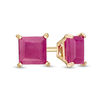 4.0mm Certified Princess-Cut Ruby Solitaire Stud Earrings in 14K Gold