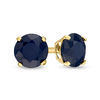 4.0mm Blue Sapphire Solitaire Stud Earrings in 14K Gold