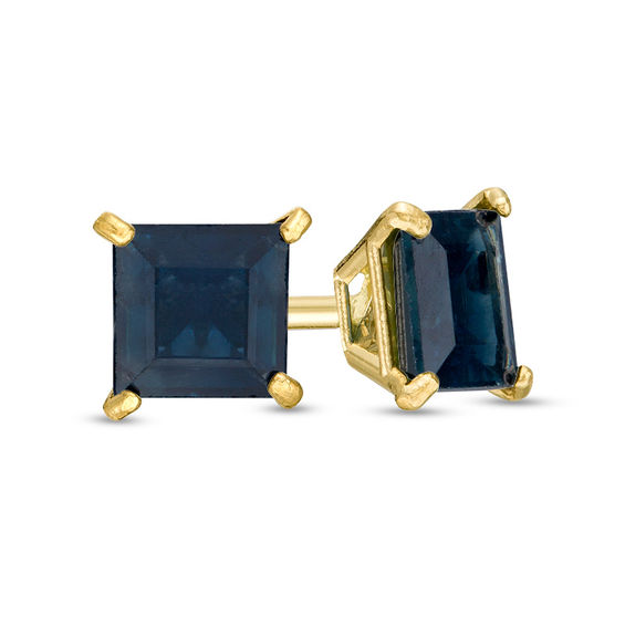 4.0mm Princess-Cut Emerald Solitaire Stud Earrings in 14K Gold