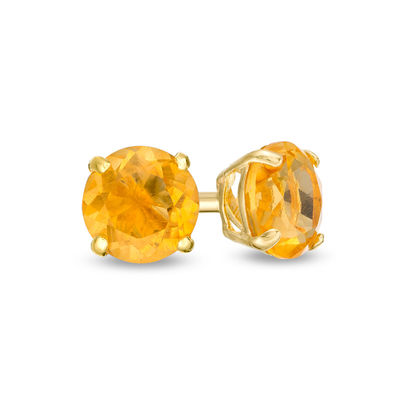 4.0mm Citrine Solitaire Stud Earrings in 14K Gold