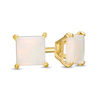 Thumbnail Image 0 of 4.0mm Princess-Cut Opal Solitaire Stud Earrings in 14K Gold