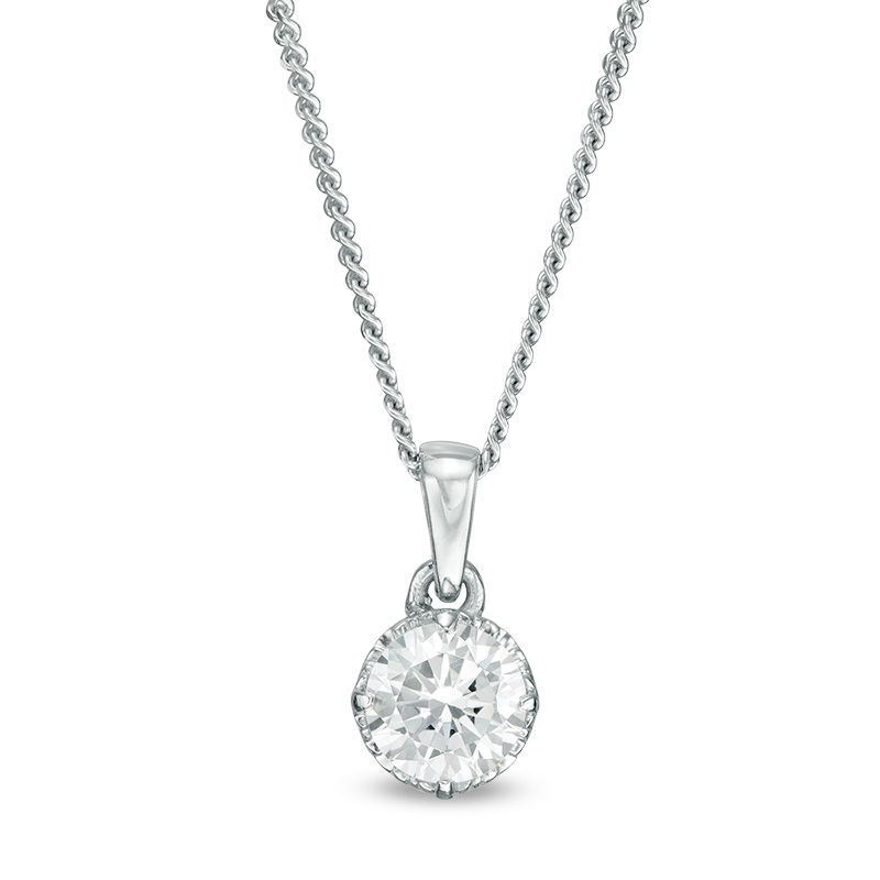 Peoples 100-Year Anniversary 0.30 CT. Certified Canadian Diamond Solitaire Pendant in 14K White Gold (I/I1)