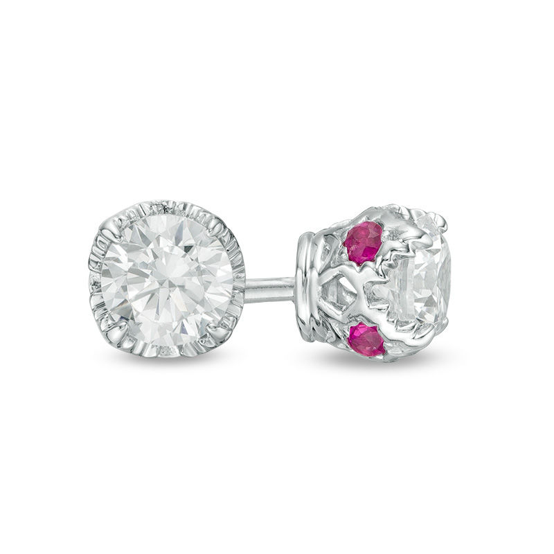 Main Image 1 of Peoples 100-Year Anniversary 0.36 CT. T.W. Certified Canadian Diamond Solitaire Stud Earrings in 14K White Gold (I/I1)