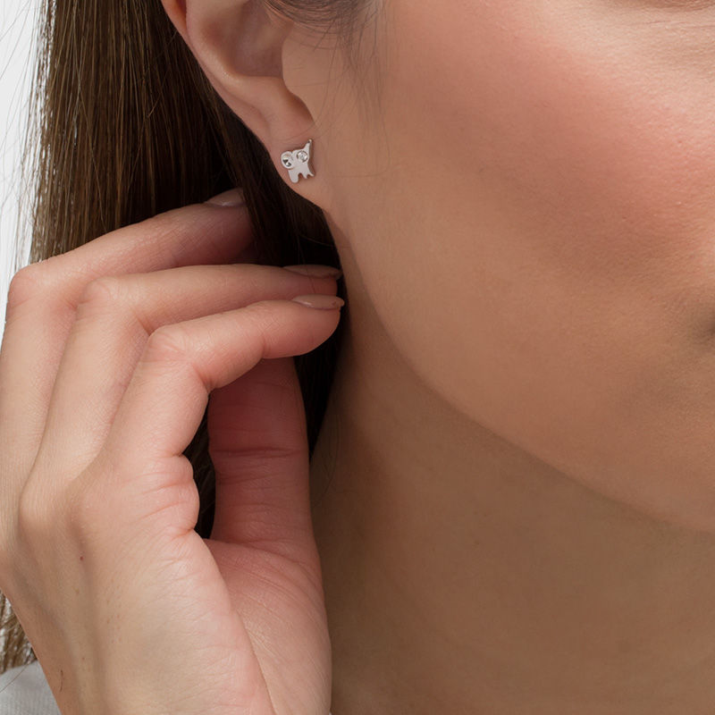 0.04 CT. T.W. Diamond Elephant Stud Earrings in Sterling Silver|Peoples Jewellers