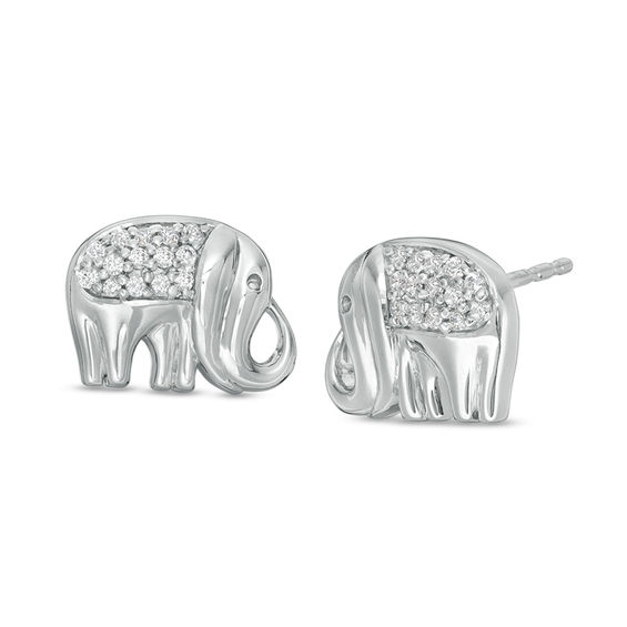 0.147 CT. T.W. Diamond Elephant Stud Earrings in Sterling Silver