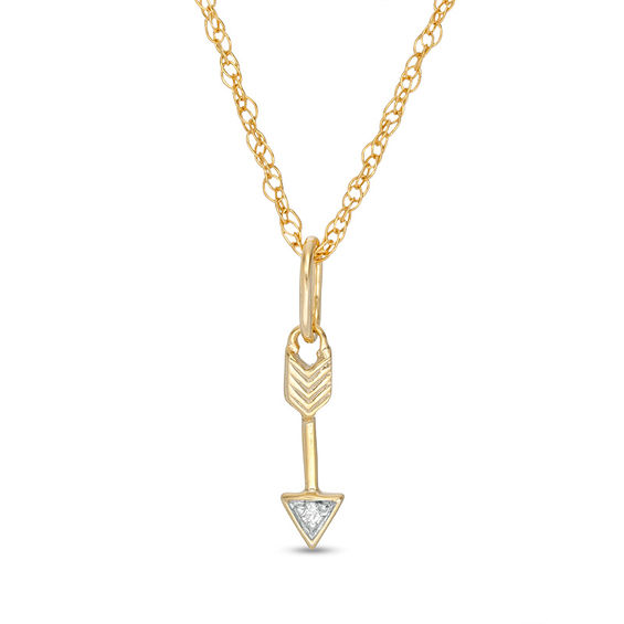 Diamond Accent Arrow Charm Pendant in 10K Gold