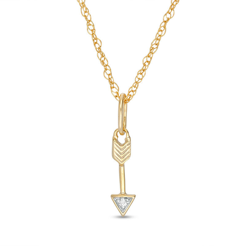 Diamond Accent Arrow Charm Pendant in 10K Gold|Peoples Jewellers