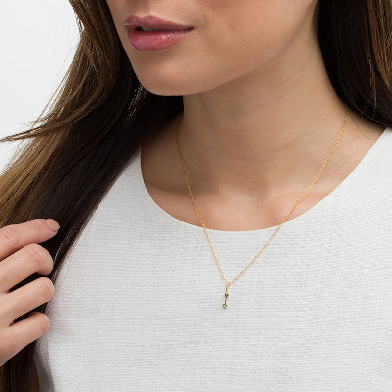 Diamond Accent Arrow Charm Pendant in 10K Gold