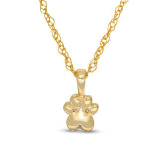 Polished Paw Print Charm Pendant in Sterling Silver with 14K Gold Plate