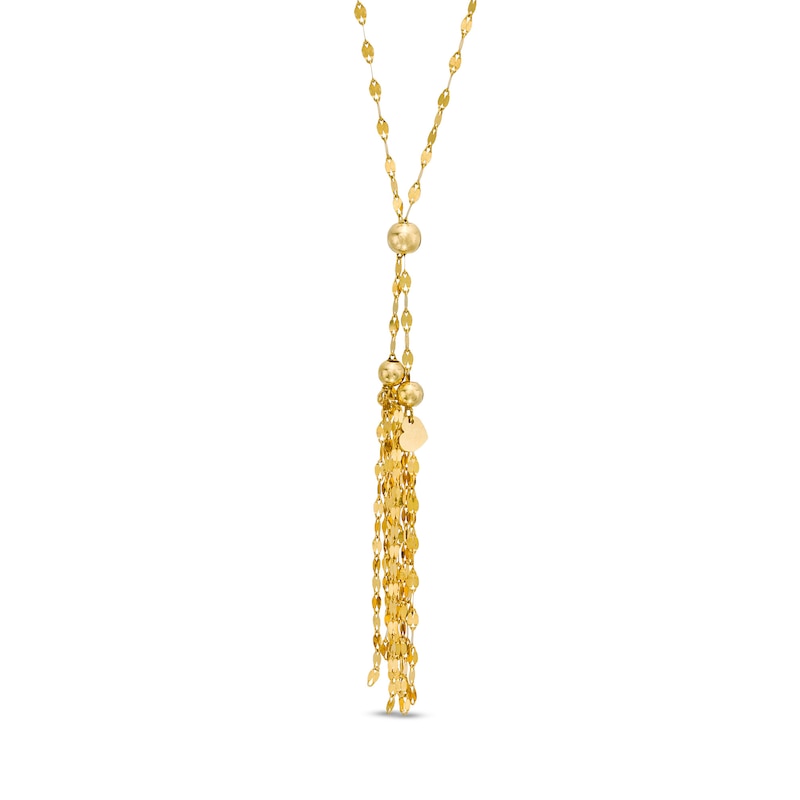 Mirror Flat-Link Chain Tassel Necklace in 14K Gold - 17"