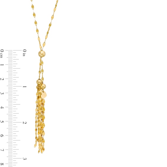 Mirror Flat-Link Chain Tassel Necklace in 14K Gold - 17"