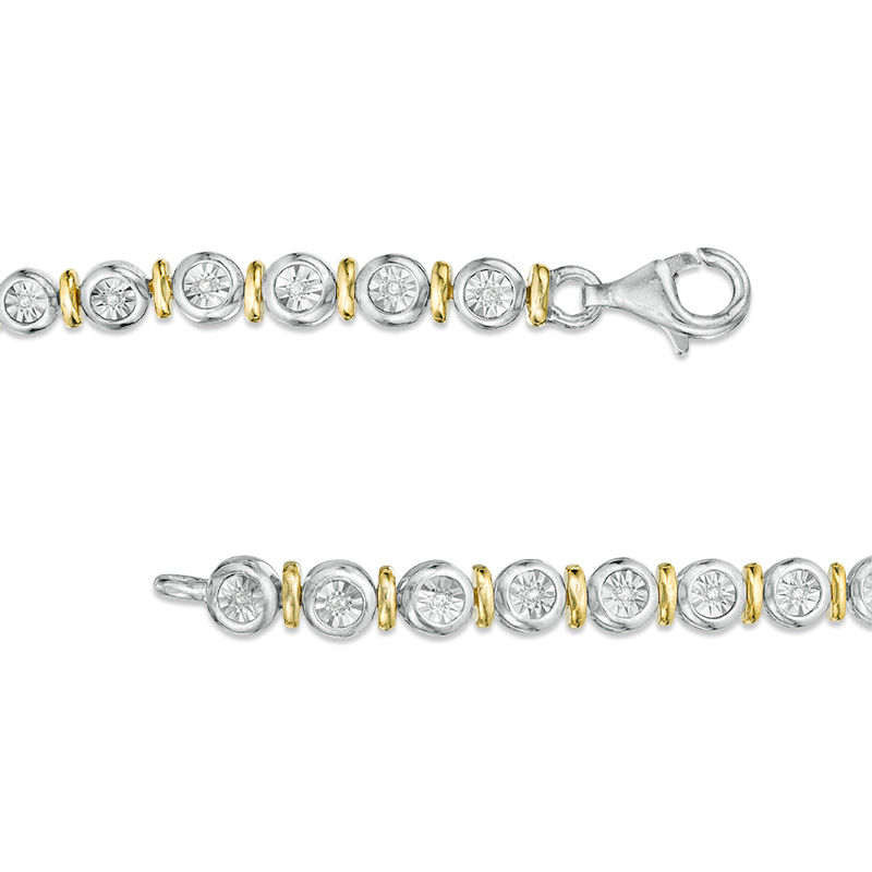 0.087 CT. T.W. Diamond Alternating Vertical Bar Bracelet in Sterling Silver and 10K Gold - 7.25"|Peoples Jewellers
