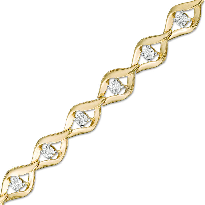 0.085 CT. T.W. Diamond Twist Marquise Bracelet in 10K Gold|Peoples Jewellers