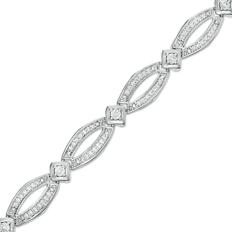 0.58 CT. T.W. Diamond Open Marquise Bracelet in 10K White Gold - 7.25"|Peoples Jewellers