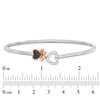 0.18 CT. T.W. Enhanced Black and White Diamond Paw Print and Heart Open Flex Bangle in Sterling Silver and 10K Rose Gold