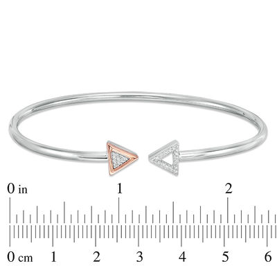 0.086 CT. T.W. Diamond Triangle Open Flex Bangle in Sterling Silver and 10K Rose Gold