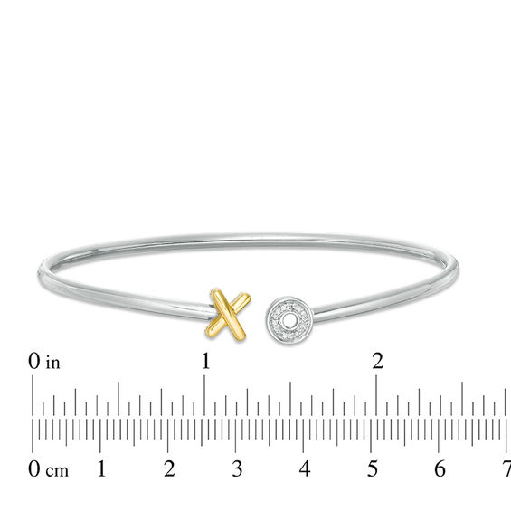 0.04 CT. T.W. Diamond "XO" Open Flex Bangle in Sterling Silver and 10K Gold