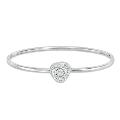 0.18 CT. T.W. Diamond Swirl Convertible Flex Bangle in Sterling Silver