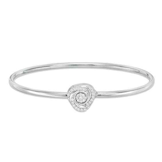 0.18 CT. T.W. Diamond Swirl Convertible Flex Bangle in Sterling Silver