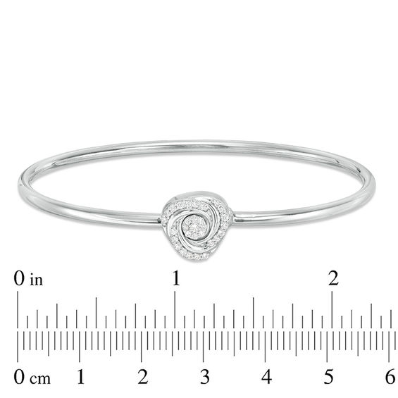 0.18 CT. T.W. Diamond Swirl Convertible Flex Bangle in Sterling Silver