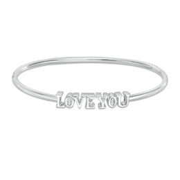 Diamond Accent &quot;LOVE YOU&quot; Open Flex Bangle in Sterling Silver