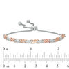 Thumbnail Image 2 of 0.068 CT. T.W. Diamond Layered "XO" Bolo Bracelet in Sterling Silver and 10K Rose Gold - 9.5"