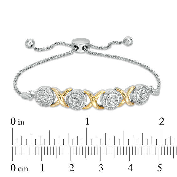 0.23 CT. T.W. Diamond "XO" Bolo Bracelet in Sterling Silver and 10K Gold - 9.5"