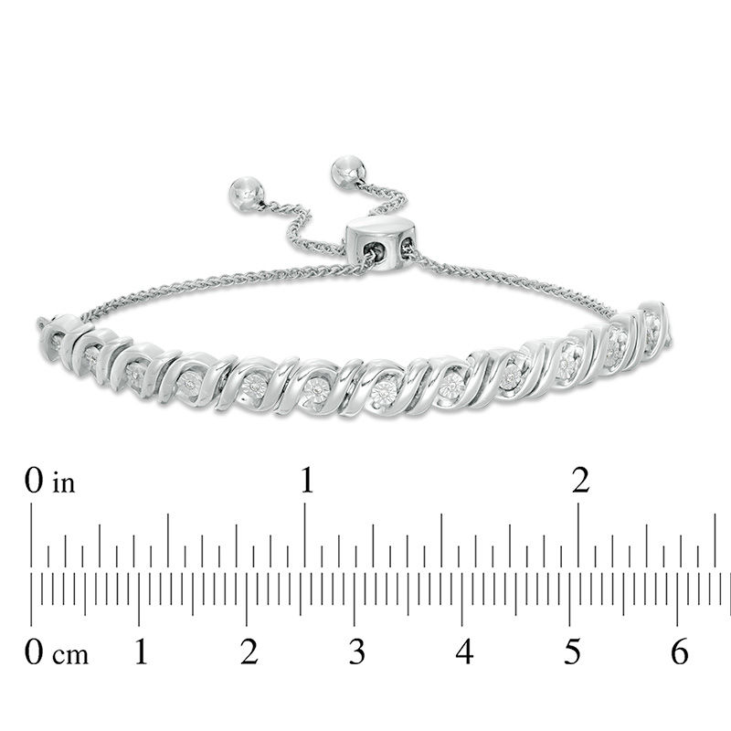 0.04 CT. T.W. Diamond Slant Bolo Bracelet in Sterling Silver - 9.5"|Peoples Jewellers