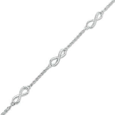 0.145 CT. T.W. Diamond Infinity Station Bracelet in Sterling Silver - 7.25"