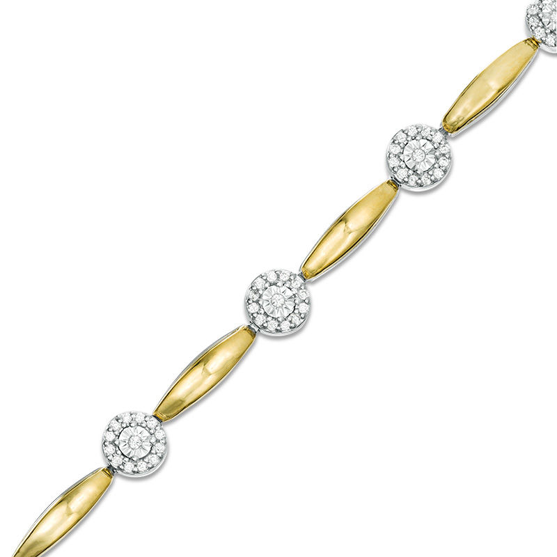 0.23 CT. T.W. Diamond Frame Bracelet in Sterling Silver and 10K Gold - 7.25"|Peoples Jewellers