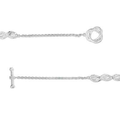 0.45 CT. T.W. Baguette and Round Diamond Infinity Bracelet in Sterling Silver - 7.25"