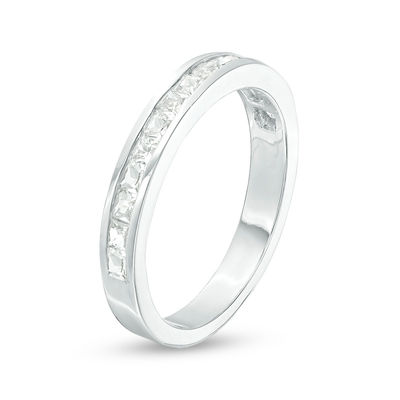 Princess-Cut Lab-Created White Sapphire Channel-Set Band in Sterling Silver