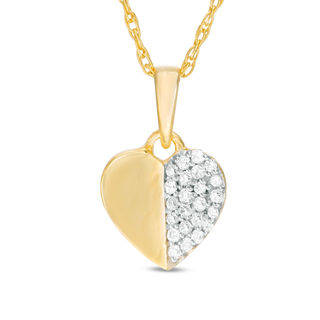 0.10 CT. T.W. Diamond Heart Pendant in 10K Gold