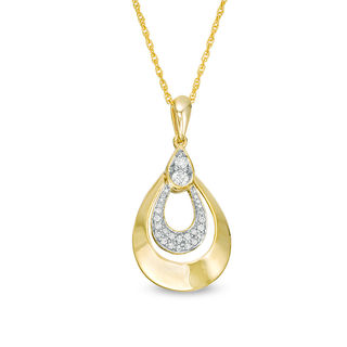 0.20 CT. T.W. Diamond Double Teardrop Pendant in 10K Gold