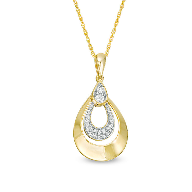 0.20 CT. T.W. Diamond Double Teardrop Pendant in 10K Gold|Peoples Jewellers