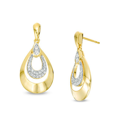 0.20 CT. T.W. Diamond Double Teardrop Earrings in 10K Gold