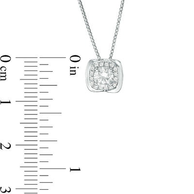 0.37 CT. T.W. Diamond Cushion Frame Pendant in 14K White Gold