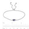 Thumbnail Image 2 of Sideways Pear-Shaped Lab-Created Blue and White Sapphire Frame Bolo Bracelet in Sterling Silver - 9.0"