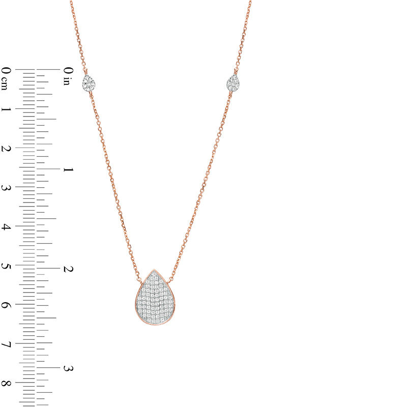 0.25 CT. T.W. Composite Diamond Teardrop Station Necklace in 10K Rose Gold