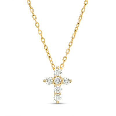 0.10 CT. T.W. Diamond Mini Cross Pendant in 10K Gold