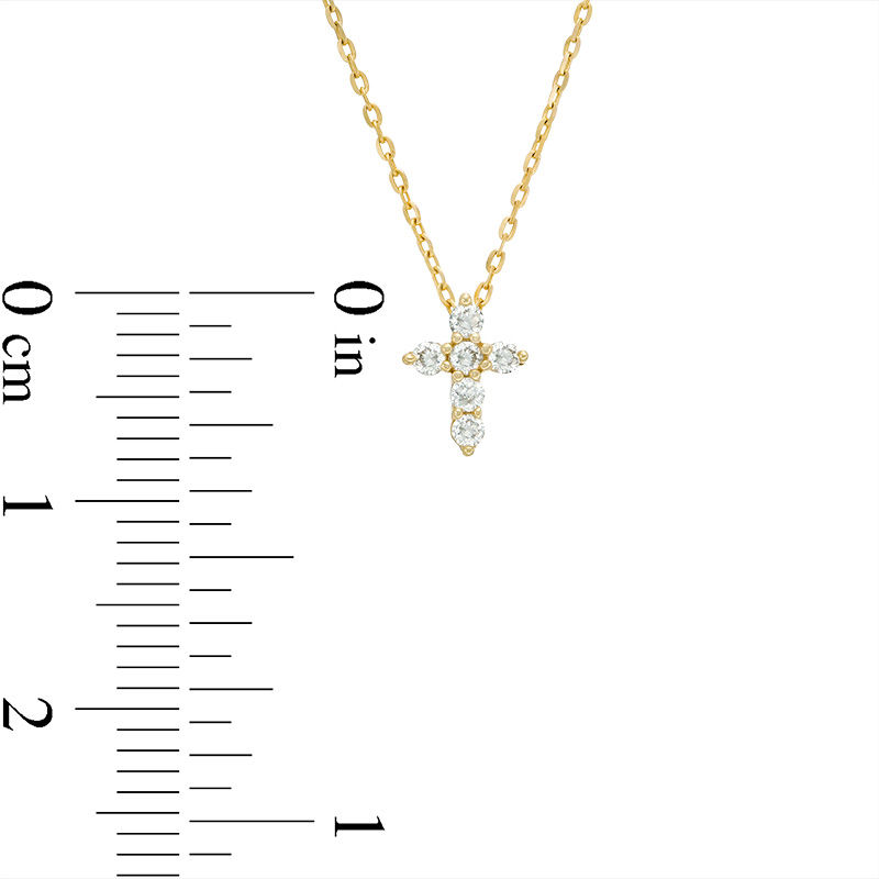 Main Image 2 of 0.10 CT. T.W. Diamond Mini Cross Pendant in 10K Gold