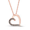 Thumbnail Image 0 of Black Diamond Accent Tilted Loop Heart Outline Pendant in 10K Rose Gold